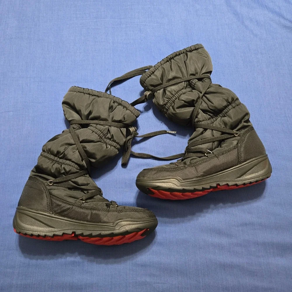 Kamik Luxembourg Snow Boots Womens 6 Black Excellent Waterproof Quilted Lace Up